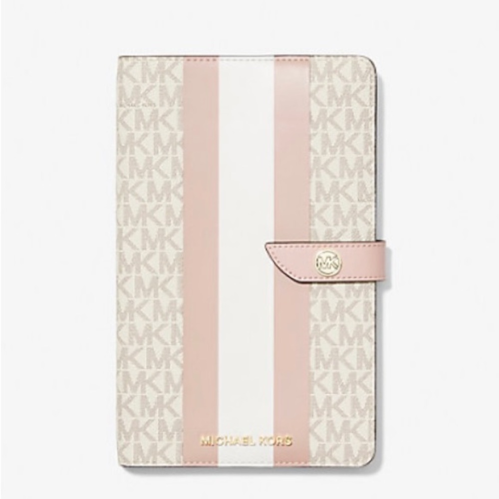 Brand New!! Pink & White Striped Authentic Michael Kors Medium Note Book!!